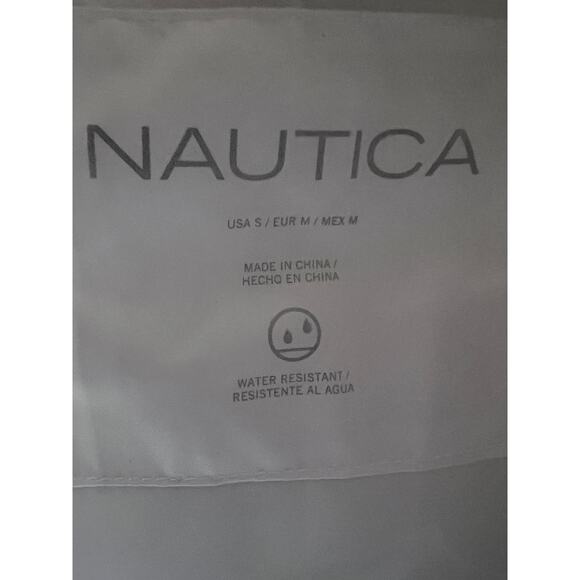 Nautica White Puffer Zip Up Jacket Small Removable Hood Pockets Stretch New - Picture 7 of 12